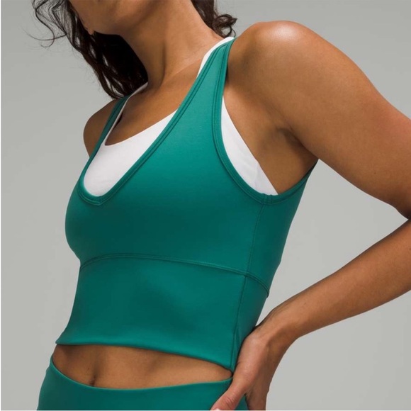 Lululemon Power Pivot Tank reversible in Teal Lagoon Sports Bra Size 2 - Picture 1 of 12